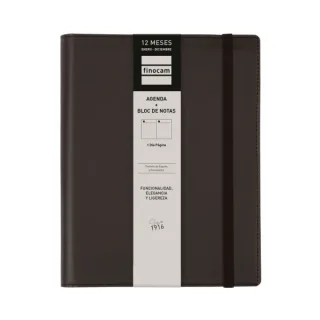 Finocam Duoband Agenda - Anual 2026 - Bloc de Notas - Formato E10 - 176x28x226mm - 1 Dia por Pagina - Color Negro