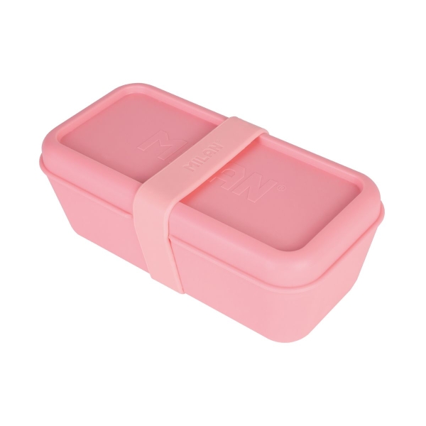 Milan Coleccion 460 Fiambrera Rectangular 0.75L - Apta para Microondas, Lavavajillas y Congelador - Libre de BPA - Divisor Interior Movil - Medidas 20x10x7,5cm - Color Rosa