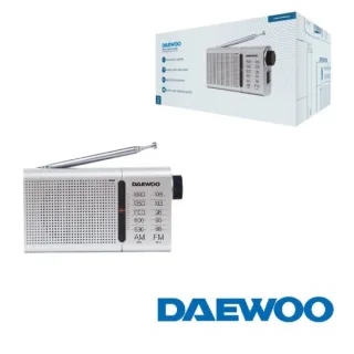 Daewoo DW1037 Radio Portatil AM/FM Analogica - Antena Telescopica - Altavoz Integrado - Incluye Auriculares - Salida Jack 3.5mm - Funcionamiento a Pilas (2xAA) - Rueda de Sintonizacion Preci