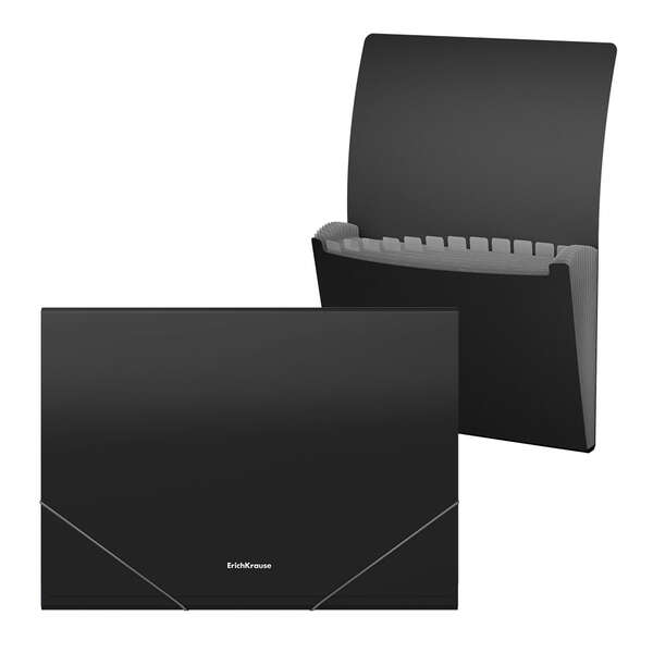 Erichkrause Matt Classic Carpeta/Clasificador con 12 Fundas A4 - Acabado Mate - Color Negro · Pack de 4 uds.