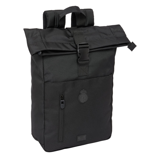 Safta Real Madrid Premium Mochila para Portatil hasta 15.6" - Cremallera - Interior Acolchado - Rejilla Transpirable - Asa Superior - 15.3L - 280x130x420mm - Color Negro