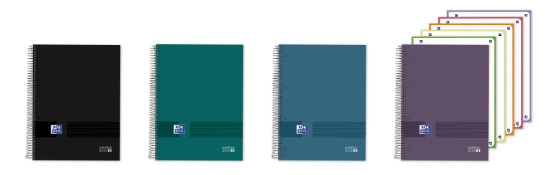 Oxford Cuaderno de Espiral - Formato A4+ - 120 Hojas - Rayado Horizontal 1 Linea - Tapa Extradura - Anti Traspaso de Tinta - Digitalizacion de Textos con App - Colores Surtidos · Pack de 5 u