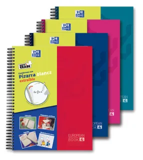 Oxford School Classic Write&Erase Europeanbook 4 - Tapa Extradura - Pizarra Blanca Extraible - 120 Hojas · Pack de 5 uds.