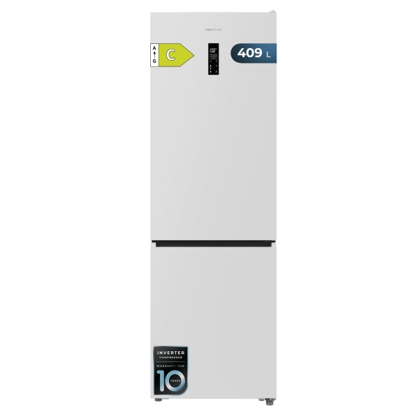 Cecotec Bolero CoolMarket Combi 409 White C Frigorifico Combi - Capacidad 409L - Compresor Inverter - Congelacion Ultrarapida - Silencioso - Frio Envolvente - Clase C - 185x59.5cm - Color Bl