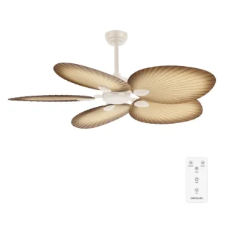 Cecotec EnergySilence Aero 5200 Palm Ventilador de Techo de 5 Aspas - 35W - Diametro de 52" - Mando a Distancia - Temporizador - 6 Velocidades - Modo Invierno - Altura Ajustable - Color Blan