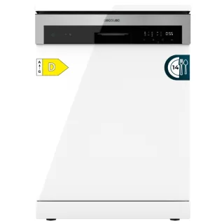 Cecotec Bolero Aguazero 6200 D Lavavajillas de 60cm - 14 Cubiertos - Temperatura Regulable - Bandeja para Cubiertos - 6 Programas - Inicio Programable - Funcion Media Carga - Color Blanco y
