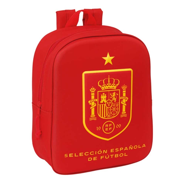 Safta Seleccion Espanola de Futbol Mochila Guarderia 3D - 6L - Cremallera - Asa de Mano - 22x27x10cm - Color Rojo