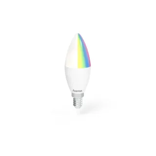 Hama Bombilla LED E14 Inteligente - Potencia 5.5W - RGBW - WiFi - Compatible con Asistente de Voz - Control con App - Forma de Vela - IP20 - Color Blanco