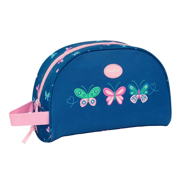 Safta Blackfit8 Mariposas Neceser de 5L - Cremallera - Asa Lateral - Adapatable a Carro - Bolsillo Interior - 280x100x180mm - Color Azul Marino
