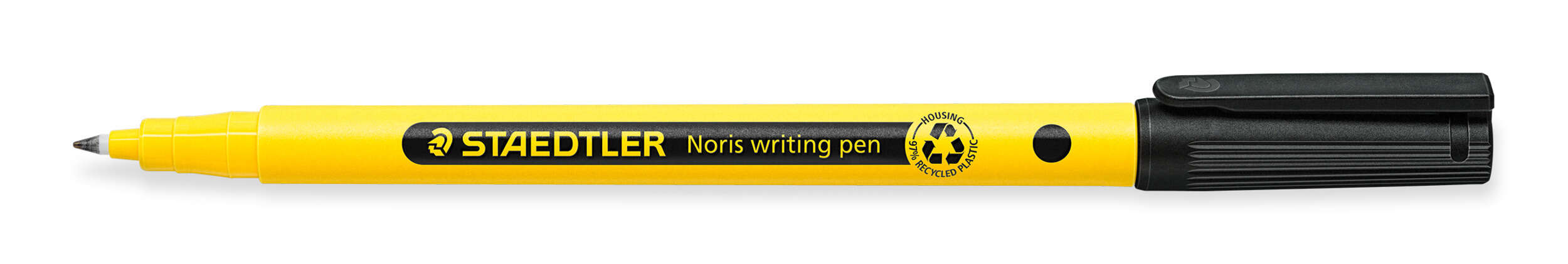 Staedtler 307 Noris Writing Pen Rotulador de Punta Fina - Trazo 0.6mm Aprox - Tinta Base de Agua - Cuerpo Fabricado en un 97% de Plastico Reciclado - Color Negro · Pack de 10 uds.