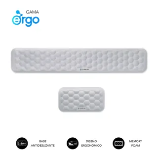 Subblim Pack Ergo Airpadding Reposamuñecas para Teclado y Raton - Espuma Viscoelastica 65D - Tejido AirMesh Transpirable - Base Antideslizante - Color Plata