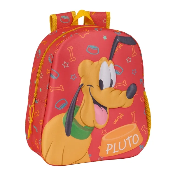 Safta Pluto Mochila 3D de 8.64L - Portabotellas - Tarjeta de Identificacion Personal - Hombreras Acolchadas - 27x33x10cm - Color Rojo