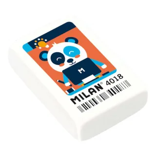 Milan 4018 Goma de Borrar Rectangular - Miga de Pan - Caucho Sintetico - Color Blanco - Dibujos Surtidos · Pack de 18 uds.