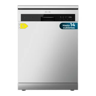 Cecotec Bolero Aguazero 6200 Inox D Lavavajillas de 60cm - 14 Cubiertos - Temperatura Regulable - Bandeja para Cubiertos - 6 Programas - Inicio Programable - Funcion Media Carga - Color Acer