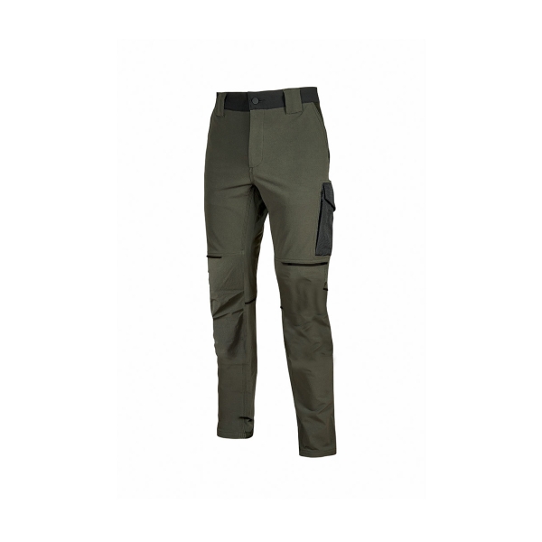 Upower World Pantalon Elastico y Resistente - Talla 2XL - Repelente al Agua, Transpirable, Secado Rapido, Multiples Bolsillos, Cintura Ajustable, Proteccion DPI1 - Color Verde Oscuro