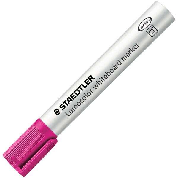 Staedtler Lumocolor 351 Rotulador para Pizarra - Punta Redonda - Trazo 2mm - Capuchon con Clip - Color Rosa · Pack de 10 uds.