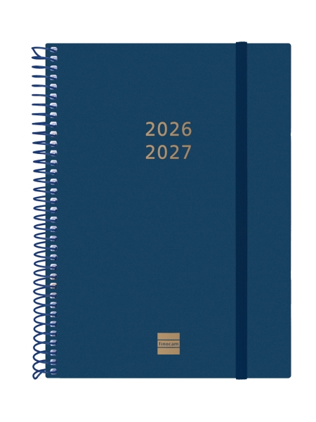 Finocam Espiral Agenda Internacional - 18 Meses - Semana Vista Horizontal - Formato E10 - 155x212mm - Tapas de Polipropileno - Papel de 80g/m2 - Esquinas Microperforadas - Color Azul