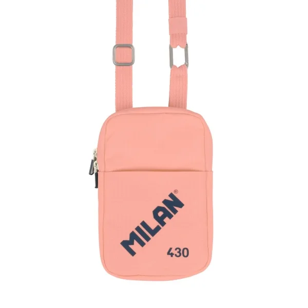 Milan Coleccion 430 Bolso Pequeño Bandolera - Tamaño Bolso 19x2.3x12.8cm - Cierre de Cremallera - Mosqueton de Aluminio - Color Rosa