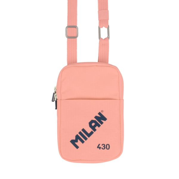 Milan Coleccion 430 Bolso Pequeño Bandolera - Tamaño Bolso 19x2.3x12.8cm - Cierre de Cremallera - Mosqueton de Aluminio - Color Rosa