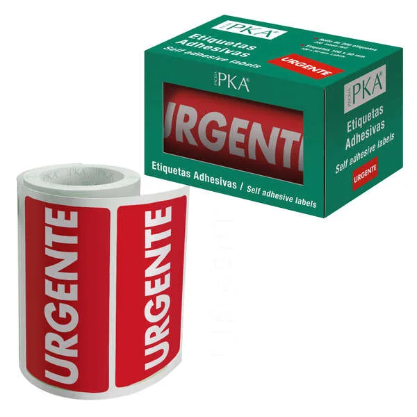 Dohe Rollo de 200 Etiquetas Adhesivas Urgente - 100x50mm - Letras Blancas sobre Fondo Rojo - Ideal para Expedicion de Paquetes