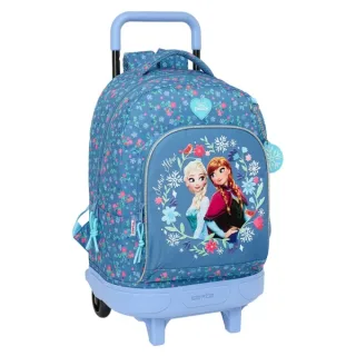 Safta Frozen Mochila con Carro - Extraible - Bolsillo Frontal - Portabotellas - Tirador Doble - Hombreras Acolchadas - Asa Acolchada - Tarjeta ID - Base Reforzada - 33L - 330x220x450mm - Col
