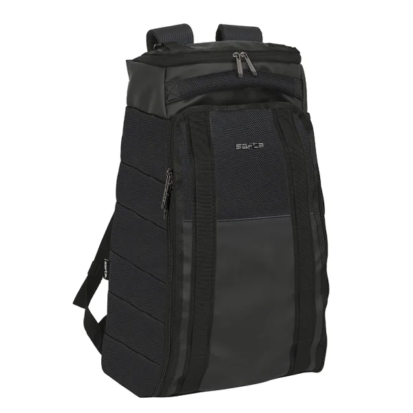 Safta Business Mochila de Viaje - Doble Cremallera - Bolsillos Laterales de Red - Bolsillo Trasero - Hombreras Acolchadas - Espalda Transpirable - Asa de Mano - Color Negro