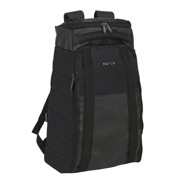 Safta Business Mochila de Viaje - Doble Cremallera - Bolsillos Laterales de Red - Bolsillo Trasero - Hombreras Acolchadas - Espalda Transpirable - Asa de Mano - Color Negro