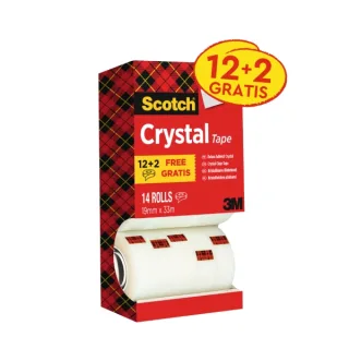 Scotch Crystal Cinta Adhesiva - Paquete Ahorro de 14 Rollos de 19mm x 33m - Color Transparente