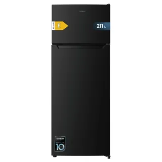 Cecotec Bolero CoolMarket 2D 211 Black E Frigorifico Dos Puertas - Capacidad 211L - Luz LED - Balcon XL - Puertas Minimalistas sin Bordes - Clase E - 143x54cm - Color Negro