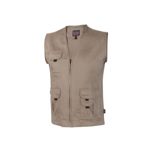 Upower Chica Chaleco Multibolsillos Algodon Elastico - Talla 2XL - Cierre Cremallera Frontal, Bolsillos Multifuncionales con Solapa y Velcro, Espacio Personalizacion Pecho Derecho - Color Ar