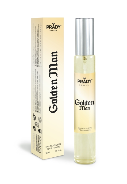 Prady Colonia de Hombre Golden Man - Frasco de 33 ml - Spray Pulverizador