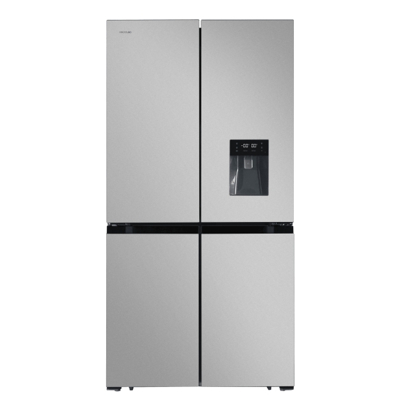 Cecotec Bolero CoolMarket 4D 564 Inox E Frigorifico Americano 4 Puertas - 564L - Total Nofrost - Dispensador de Agua - Congelacion Ultrarapida - Frio Envolvente - Clase E - 183x91cm - Color