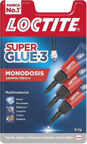 Loctite Pack de 3 Super Glue-3 Mini Trio Original - 1gr - Triple Resistencia - Adhesivo Transparente - Pegado y Fuerza Instantanea - 2229418/2229419/2640065/2961387