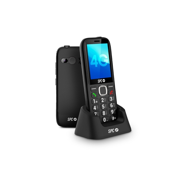 SPC Fortune 2 Max Telefono Movil 4G para Mayores - Pantalla XL 2.4" - Teclas Grandes - Timbre Extra Alto 104 dB - Smart Help - Boton SOS y Boton ICE - Base de Carga Incluida - Radio FM - Cam