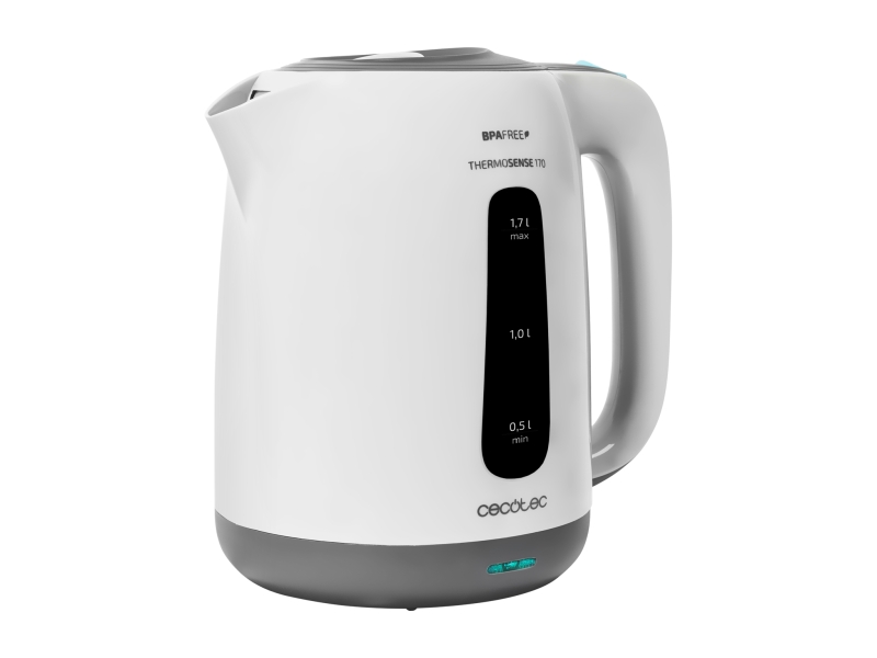 Cecotec Thermosense 170 Hervidor de Agua Electrico - Potencia de 2200W - Capacidad 1.7L - Libre de BPA - Base Giratoria 360º - Filtro Desmontable - Sistema de Seguridad - Asa Ergonomica - Co