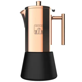 Cecotec Moking 400 Cafetera Italiana para 4 Tazas - Acero Inoxidable - Compatible con Induccion - Apta para Gas, Electrica y Vitro - Facil Limpieza en Lavavajillas - Valvula de Seguridad - C