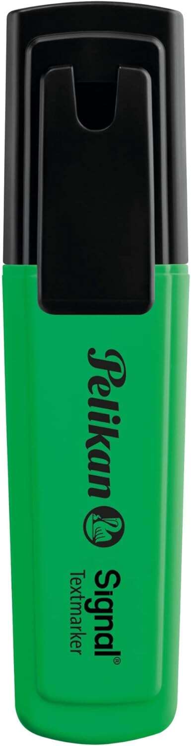 Pelikan Subrayador Textmarker Signal - Punta Biselada de 2.0mm - Tinta de Secado Rapido - Ideal para Resaltar Texto - Color Verde Fluorescente · Pack de 10 uds.