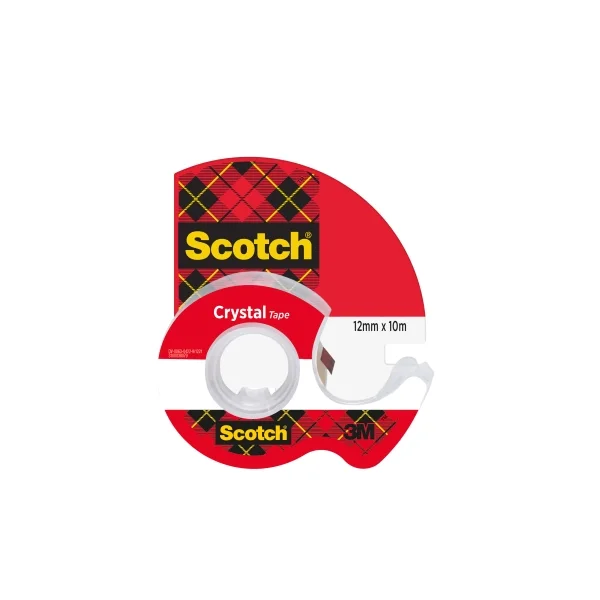 Scotch Crystal Cinta Adhesiva 12mm x 10m - Incluye Dispensador - Supertransparente
