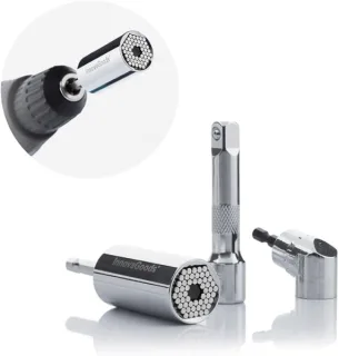 Innovagoods Uniscrew Llave de Vaso Universal - Incluye Accesorios - Multifuncion - Tornilleria Entre 7-19mm - 2.5x5cm - Color Plateado