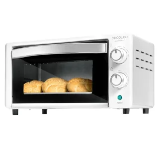 Cecotec Bake and Toast 1090 White Horno de Sobremesa - Potencia 1000W - Capacidad 10L - Incluye Accesorios - Temperatura Regulable - Puerta con Doble Cristal - Color Blanco