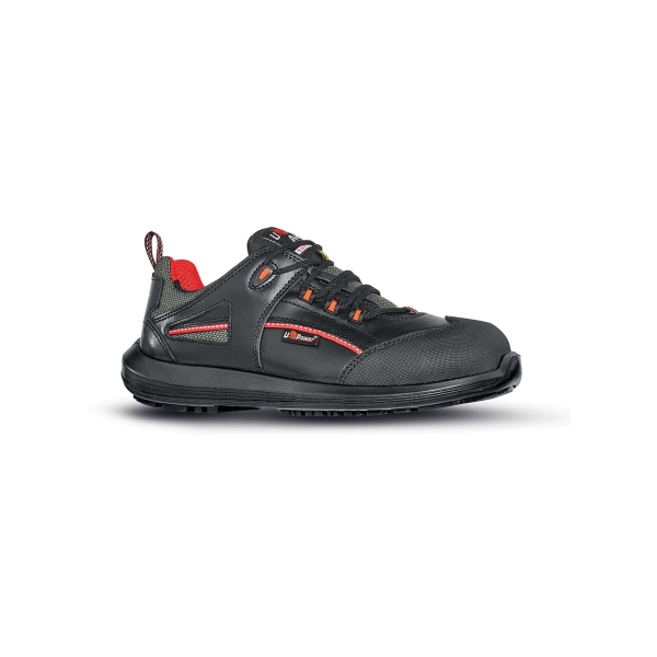 Upower Iroko S ESD Calzado de Seguridad - Talla 35 - Puntera MATRIX Antiabrasion, AirToe Composite, Empeine Piel Flor, Antiperforacion, Antideslizante, Proteccion S3S FO SR - Color Negro/Roj