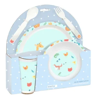 Safta Pandi Set de Menaje Infantil - PVC sin BPA - 260x90x260mm - Color Azul Claro