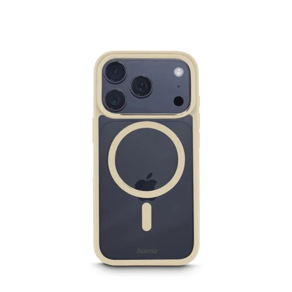 Hama Frame Protect Funda para iPhone 17 Pro - Antideslizante - Magnetico - Policarbonato y Poliuretano Termoplastico - Color Beige