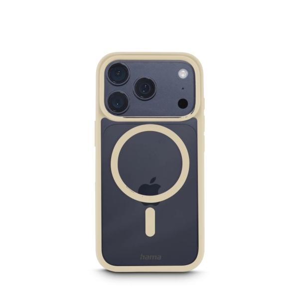 Hama Frame Protect Funda para iPhone 17 Pro - Antideslizante - Magnetico - Policarbonato y Poliuretano Termoplastico - Color Beige