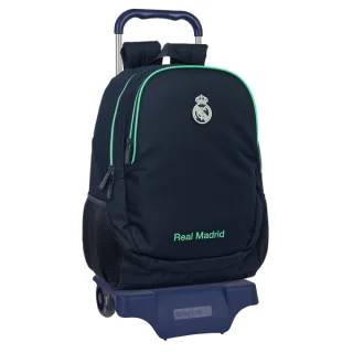 Safta Real Madrid 2ª Equipacion 25/26 Mochila con Carro - Portabotellas - 2 Compartimentos - Tirador Doble - Hombreras y Espalda Acolchadas - Mochila Extraible - 320x160x440mm - Color Azul M