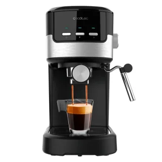 Cecotec Power Espresso 20 Pecan Cafetera Espresso con Vaporizador - Potencia 1100W - Capacidad 1.25L - Presion 20bar - Vaporizador - Temperatura Regulable - Acero Inoxidable - Color Negro