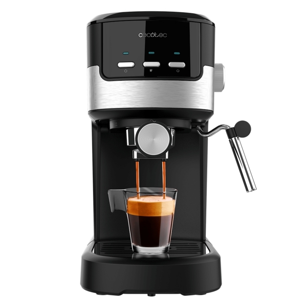Cecotec Power Espresso 20 Pecan Cafetera Espresso con Vaporizador - Potencia 1100W - Capacidad 1.25L - Presion 20bar - Vaporizador - Temperatura Regulable - Acero Inoxidable - Color Negro