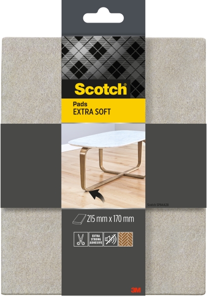 Scotch Almohadilla de Fieltro Adhesiva - Extra Suaves - 215 x 170mm - Color Gris