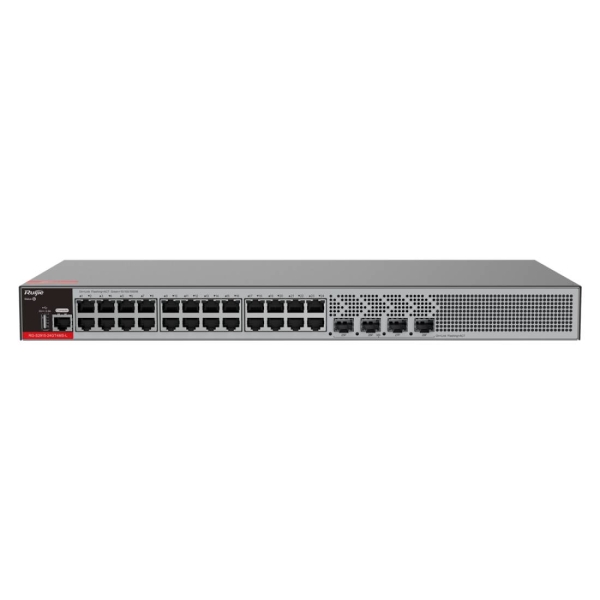 Ruijie RG-S2915-24GT4MS-L Switch con Auto-Negociacion - 24 Puertos Ethernet hasta 1Gbps - 4x SFP hasta 2.5Gbps - Fuente de Alimentacion Fija - Color Negro y Gris