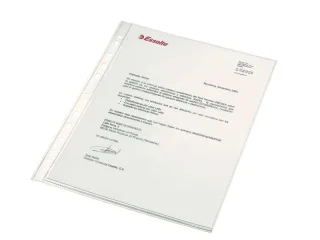 Esselte Pack de 100 Fundas Multitaladro Portadocumentos PP - Formato A4 - Calidad Luxe Cristal Liso Extra - 11 Taladros - Transparente